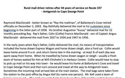 Retirement of “Ray the Mailman”