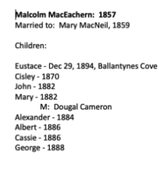 Genealogy – Malcolm MacEachern