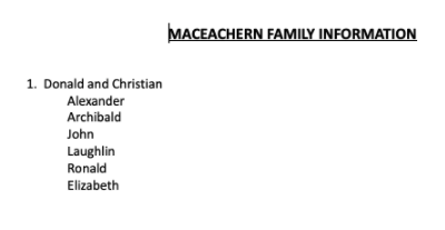 Genealogy –  Donald MacEachern Family