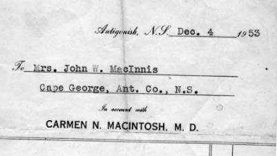 Medical Receipts – MacInnis